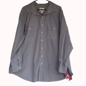 True Nation Gray Button Front Plaid Trim Shirt 2XL